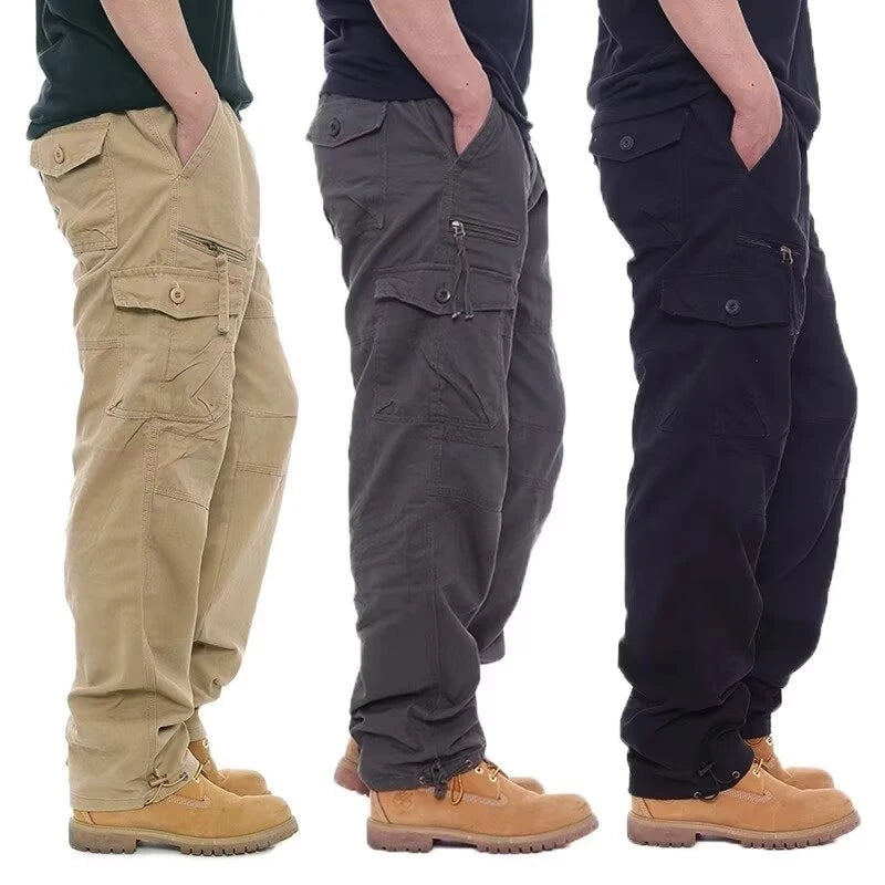 Men Baggy Cargo Pants Male Camouflage Multi Pocket Sweat Pants Loose Fit Plus Size Cotton Casual Pants Fashion Solid Color Pants