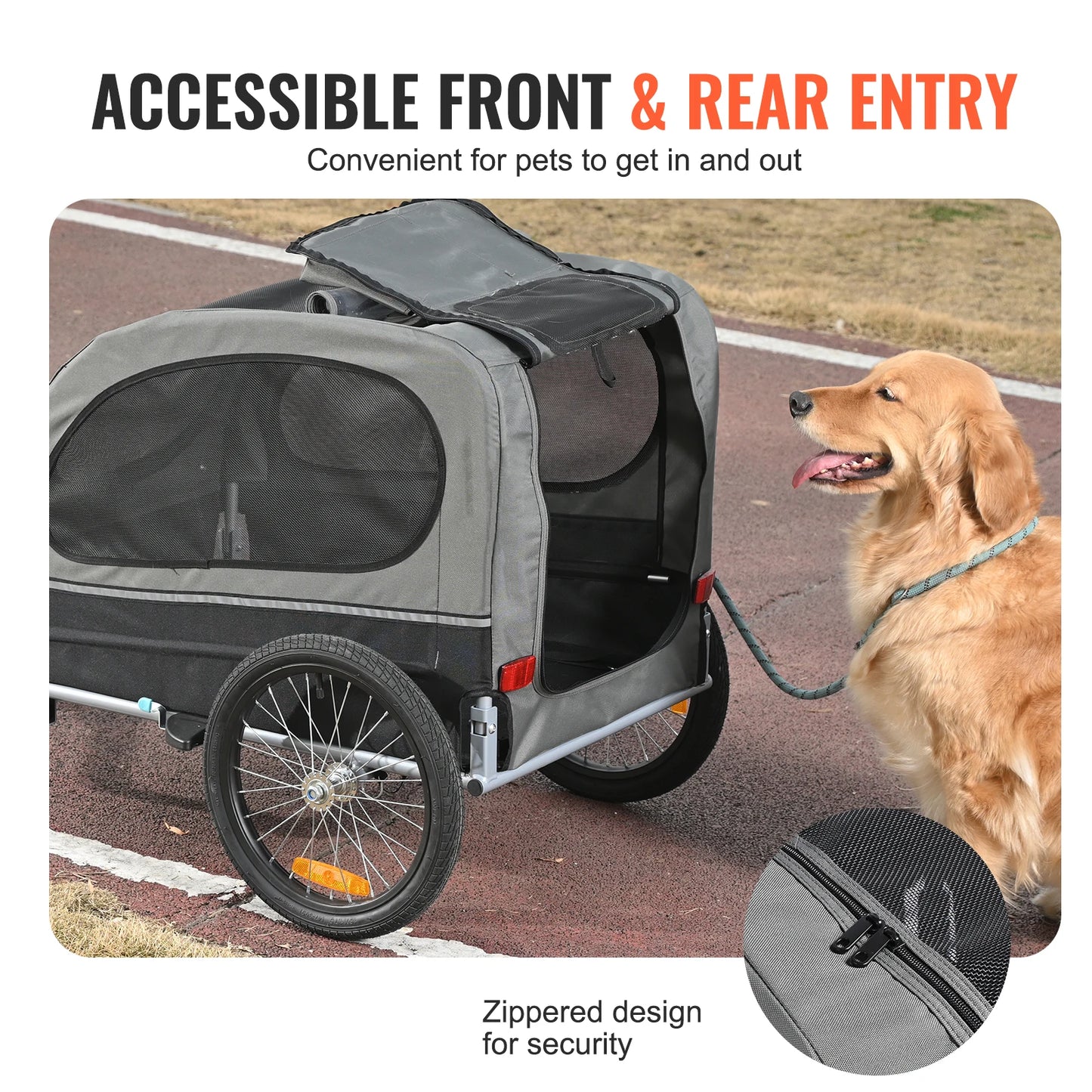 SucceBuy UltraDurable DogTrailer CartWithWheels Reflectors Flag Collapsible Storage ForDogs