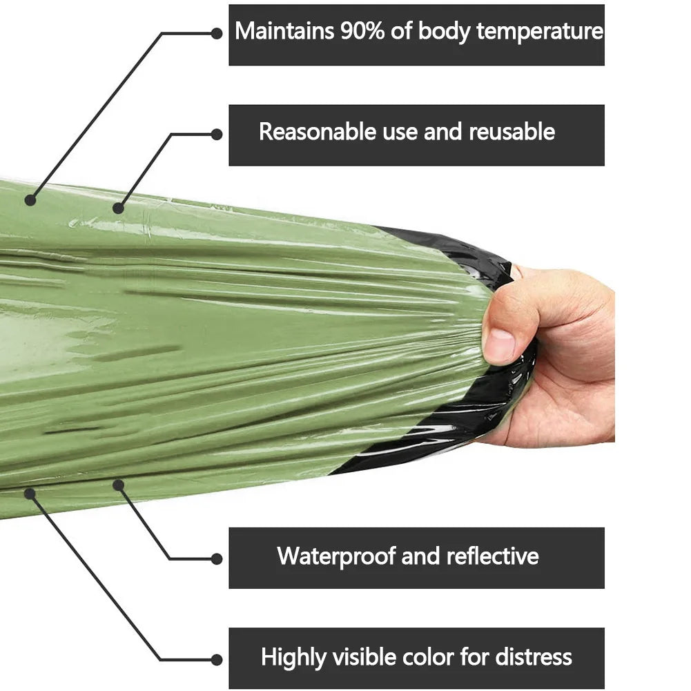 APWIKOGER Emergency Waterproof Survival Sleeping Bag Portable Thermal For Camping Hiking