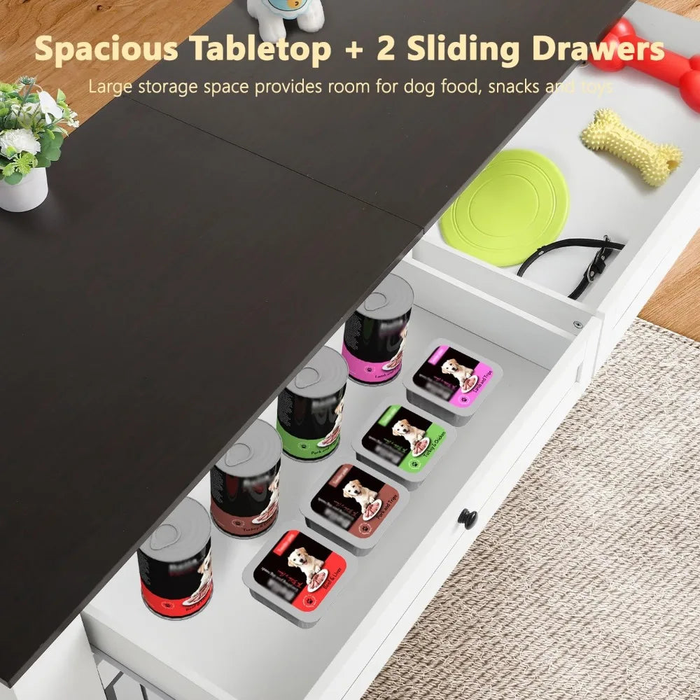 High-concerned Wood Dog Crate End Table With Charging Station