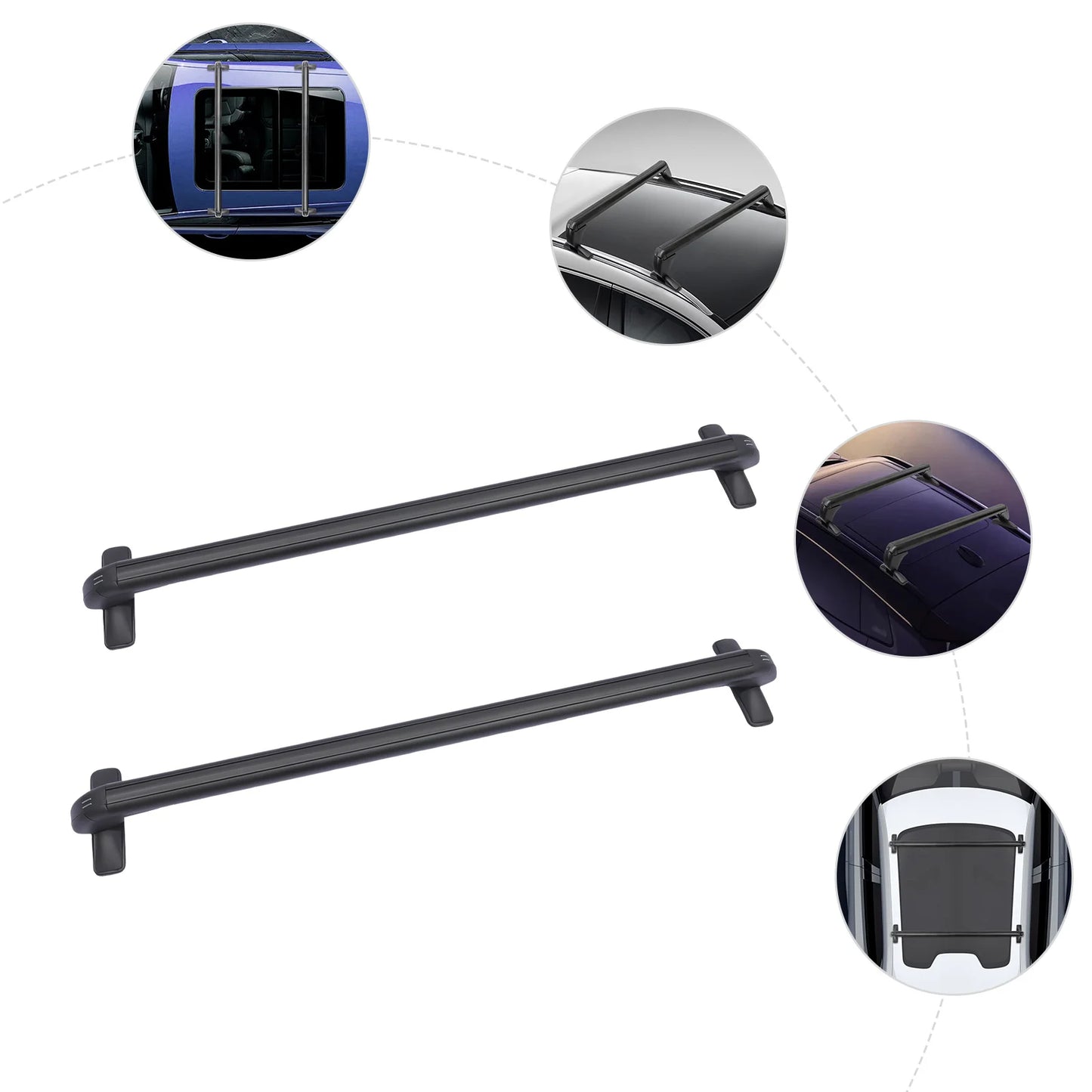 Universal Aluminum Roof Rack Cross Bars Anti Theft 2 Pack