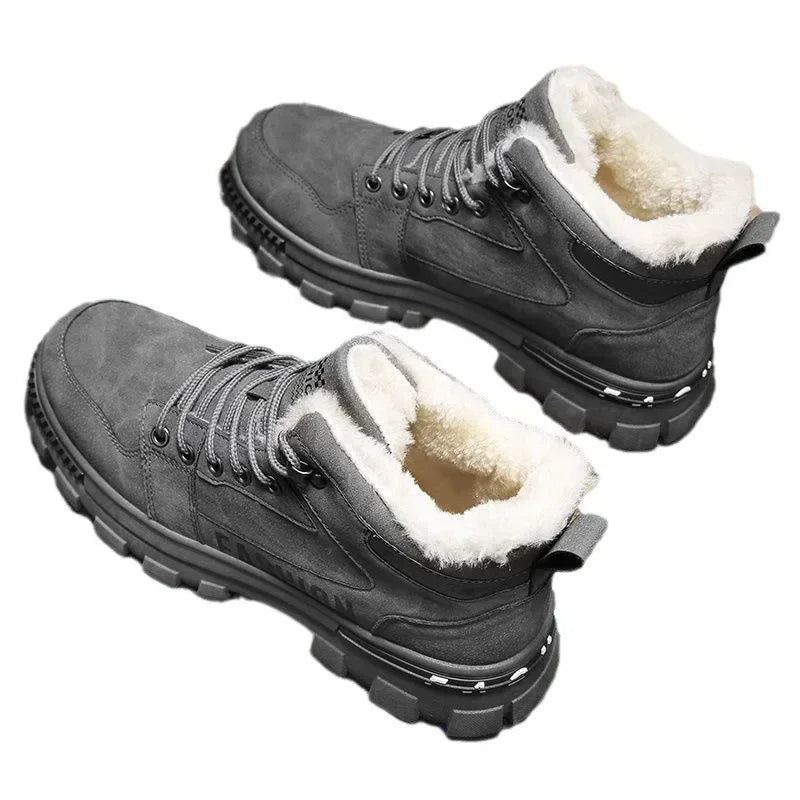 Men Snow Boots Anti Slip Winter High Top Lace Up