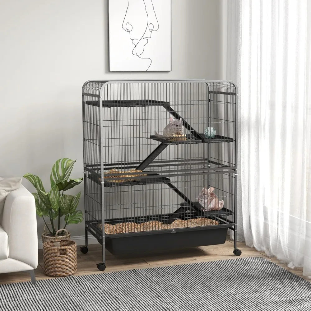 Small Animal 5-Level Metal Ferret Bunny Cage With Wheels