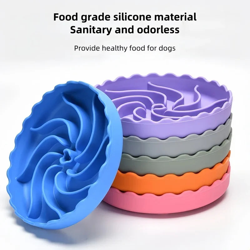 Dog Slow Feeder Bowl With Suction Mat Food Grade Silicone