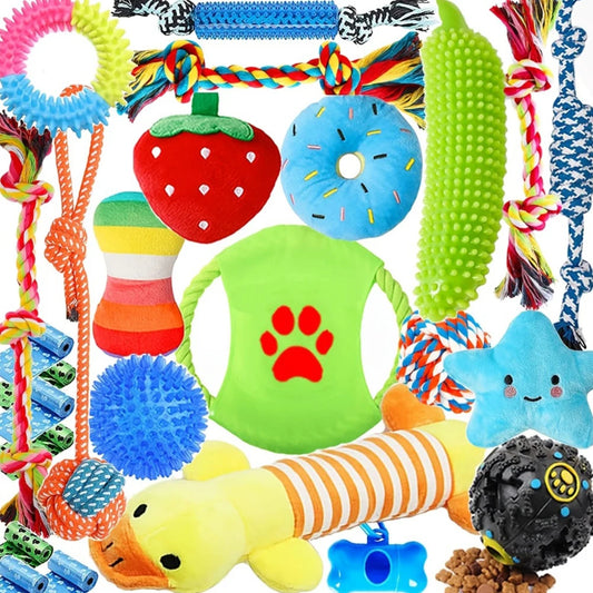 Alloet 25 Pack Puppy Chew Toys Rope Toy for Teething
