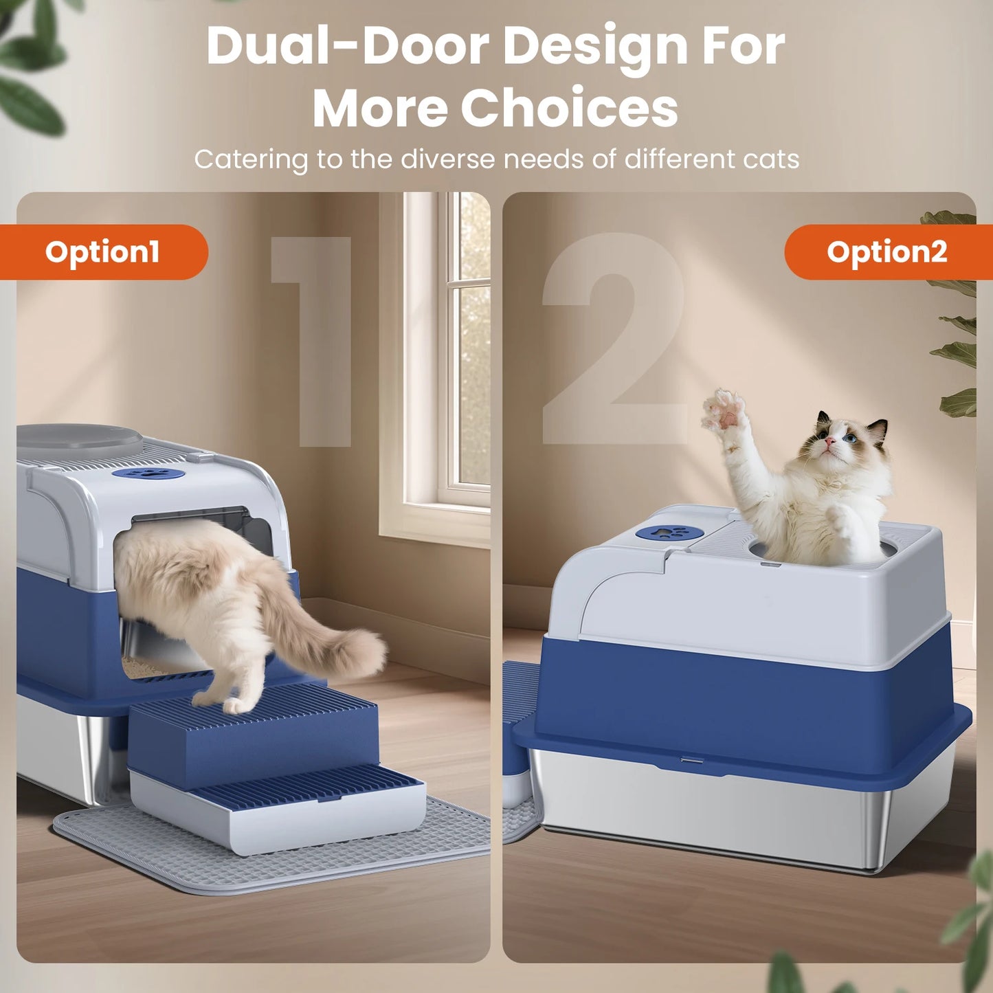 Stainless Steel Cat Litter Box Non-Stick Odor Control Easy Clean with Lid&Scoop Rust-proof Durable Stainless Steel Pet Toilet