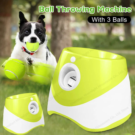 Automatic Dog Ball Thrower Launcher Interactive With 3 Tennis Balls