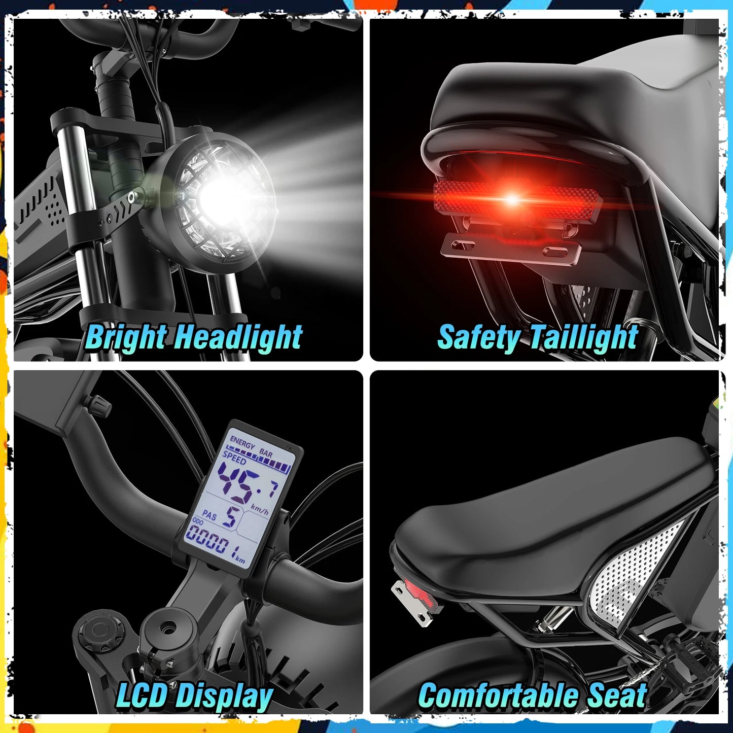 Ridstar Q30 2000W Electric Bike for Adults 48V 20Ah Detachable Battery 33MPH & 88 Miles Electric Motorcycle 20’’ Fat Tire E-Mou