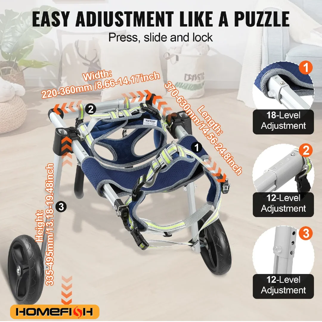 Two Wheel Dog Wheelchair For Back Legs Pet Mobility Cart