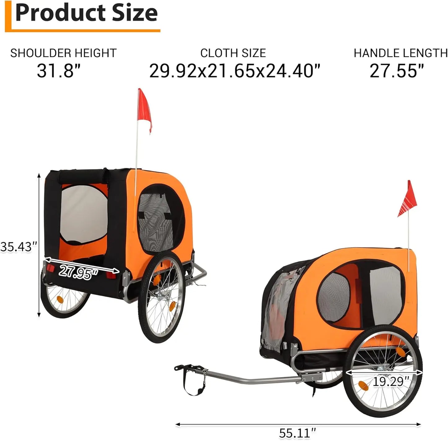 Twisterckb Dog Bike Trailer 88 Lbs Capacity Foldable Oxford Fabric Carrier