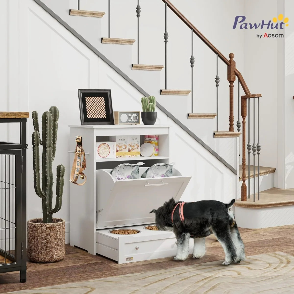 XMSJ PawHut Dog Feeding Station With Raised Bowls And Storage