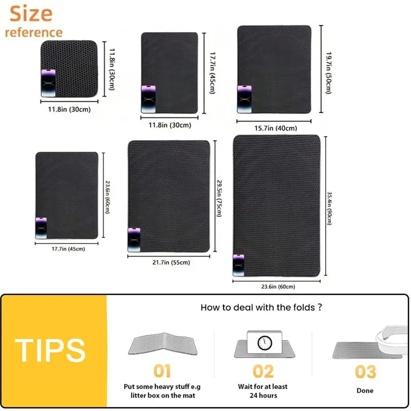 Cat Litter Mat Non Slip Big Pet Litter Box Filter Mat Double Layer Wear Resistant Waterproof Cat Litter Mat Pet Clean Supplies