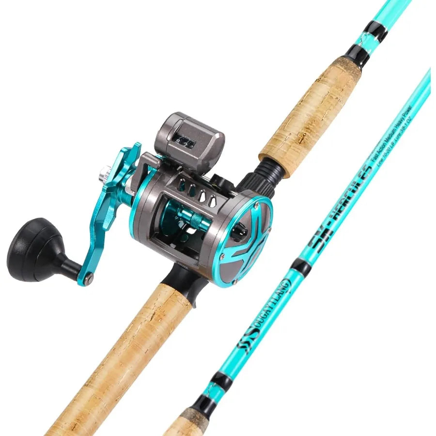 Inshore Fishing Rod Combo with Line Counter Fishing Reel Ideal for Catfish Salmon and Steelhead Perfect for Striper