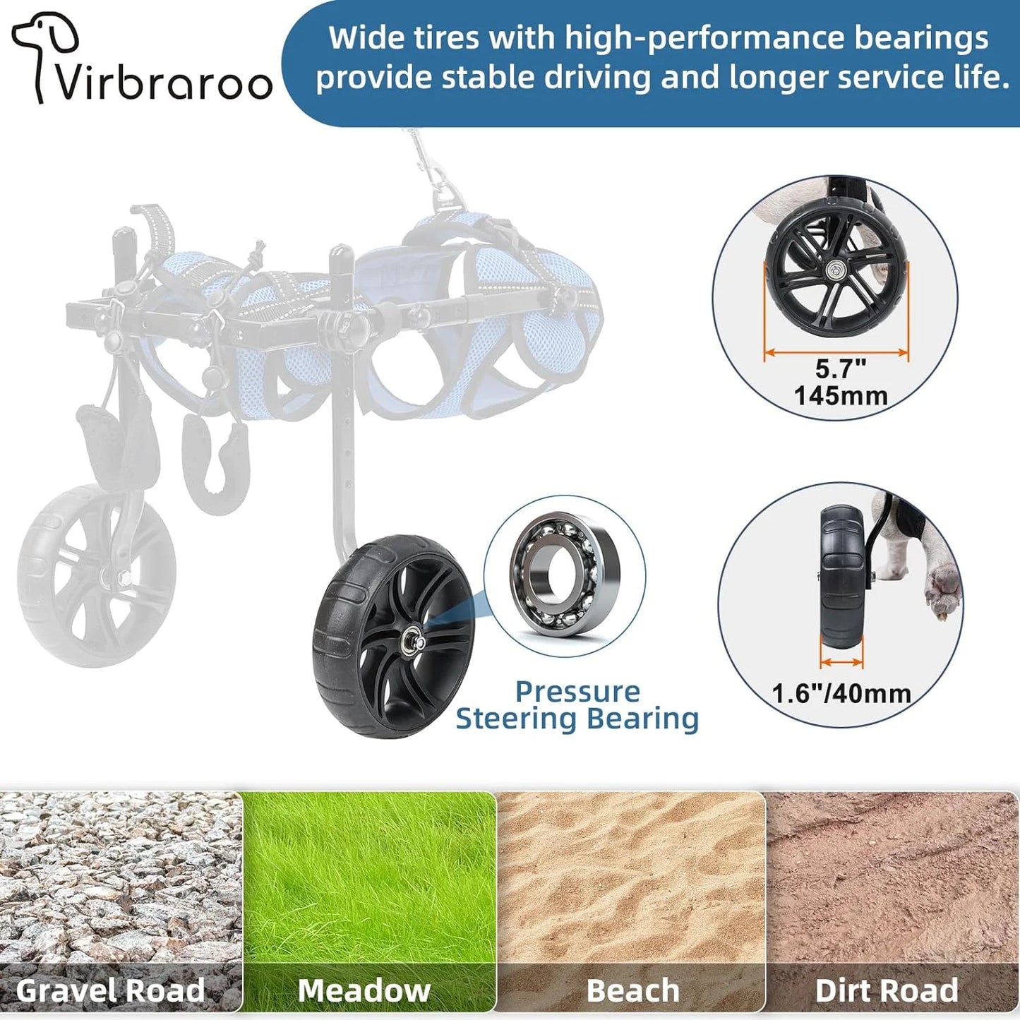 Dog Wheelchair for Back Legs With All-Terrain Tires