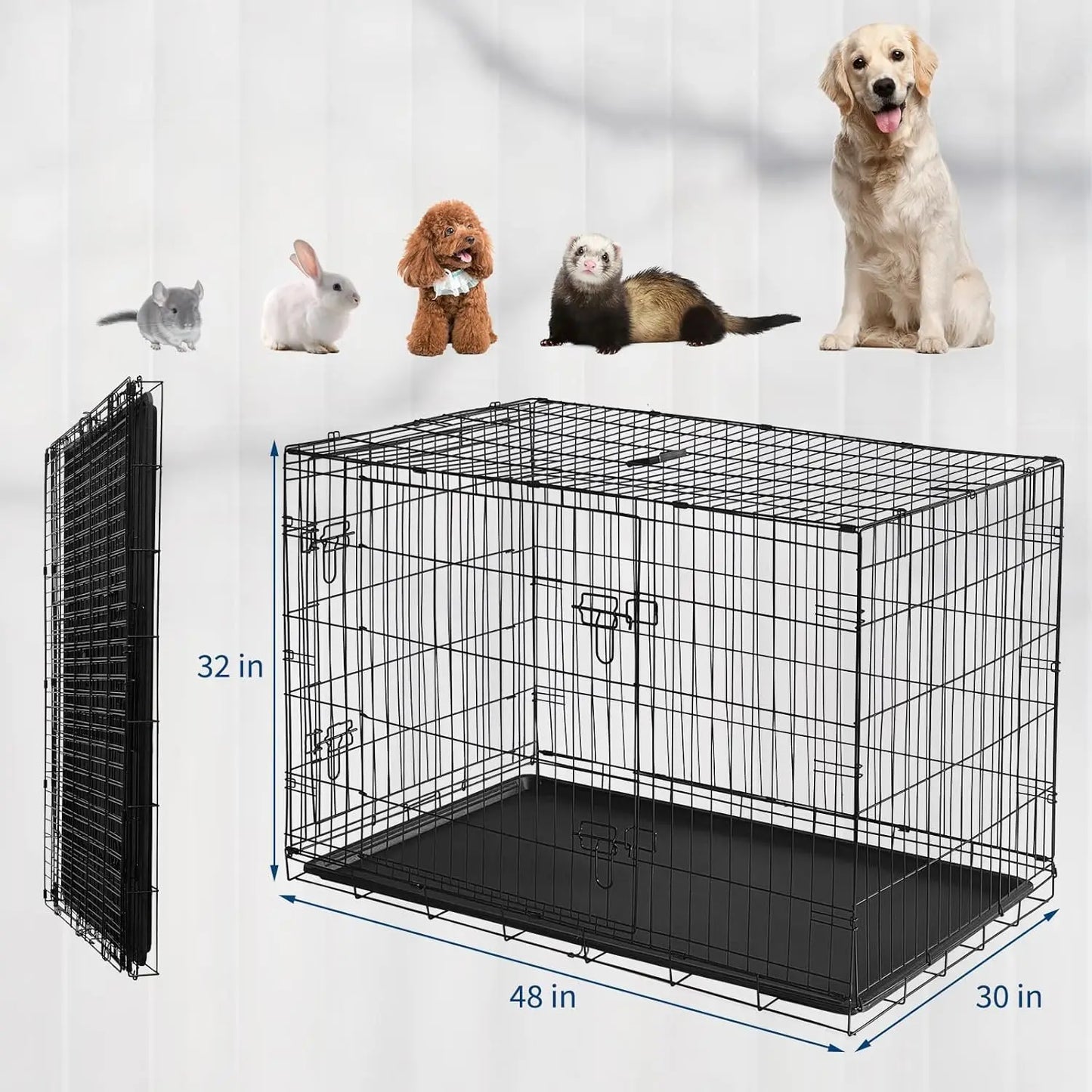 Foldable Metal Grid Hamster Cage Removable Tray For Small Pets