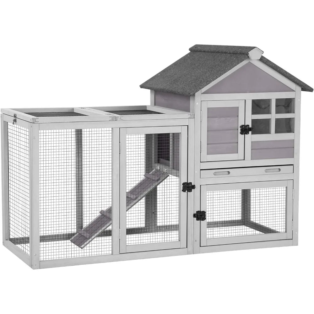 XMSJ Rabbit Hutch Indoor Outdoor Cage With Run And Tray