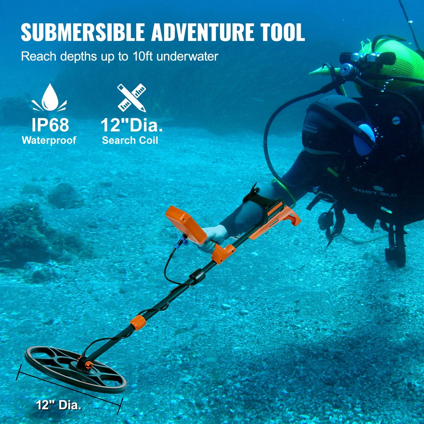 SucceBuy Advanced Multifunctional Rechargeable Metal Detector With LCD Display IP68