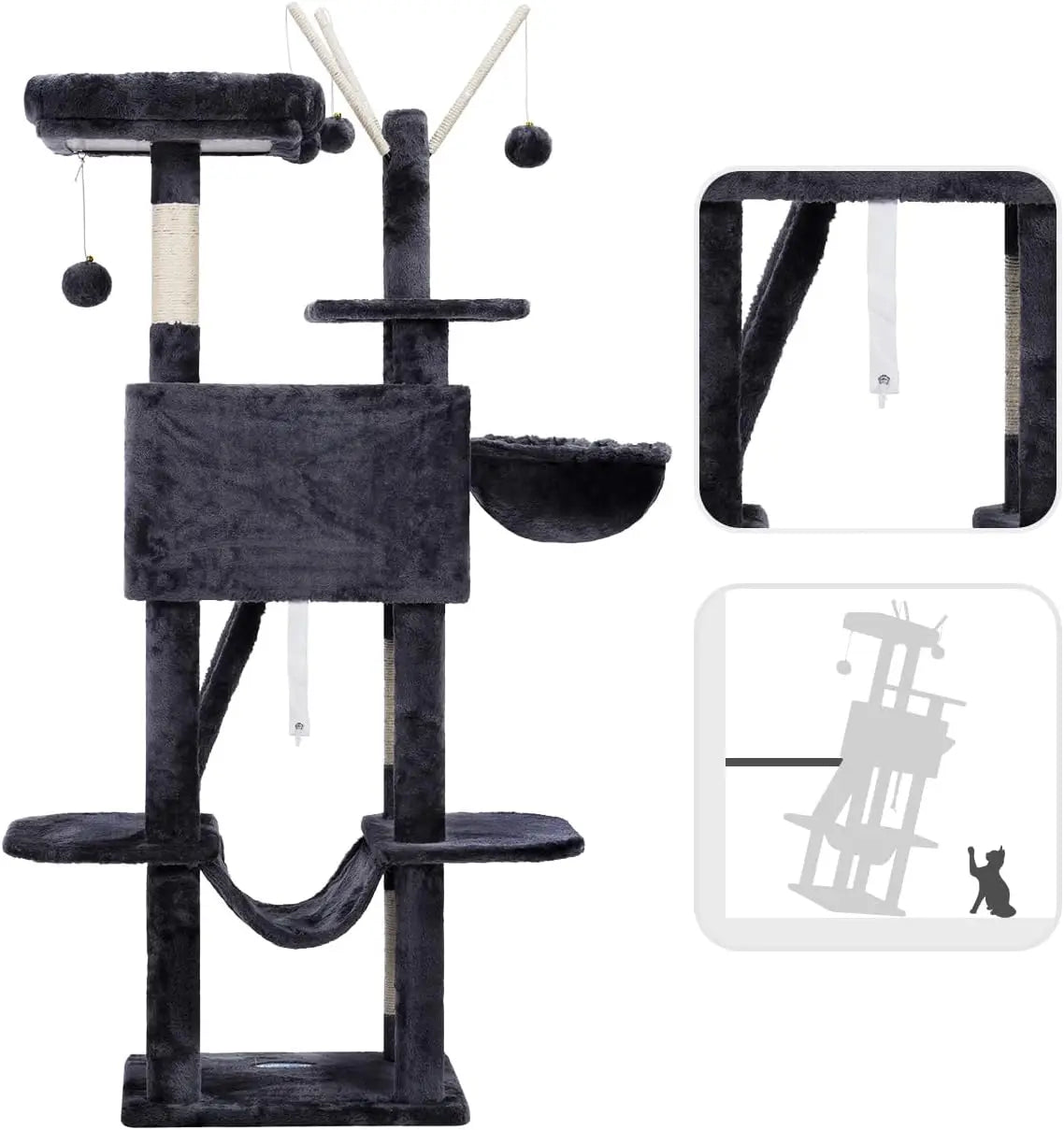 Cat Tower With Padded Bed Condo Hammocks Scratching Posts