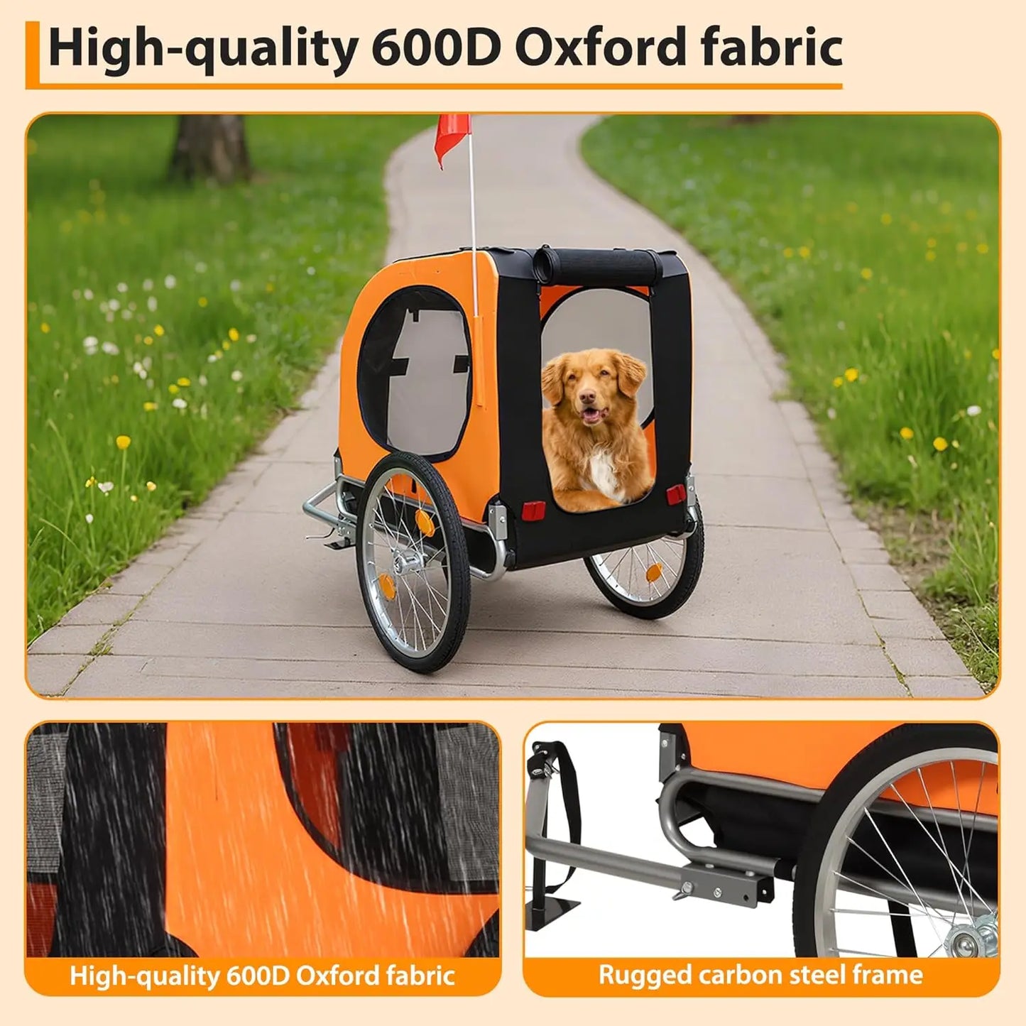 Twisterckb Dog Bike Trailer 88 Lbs Capacity Foldable Oxford Fabric Carrier