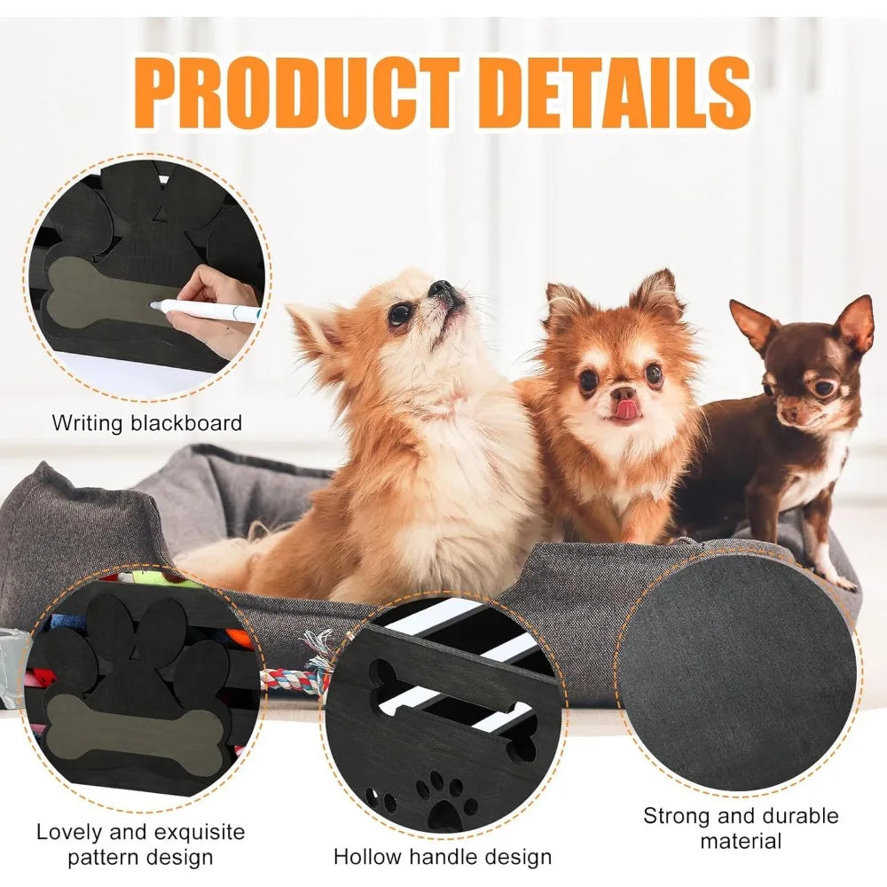 Dog Toy Basket Storage Bin With Handles And Paw Pattern