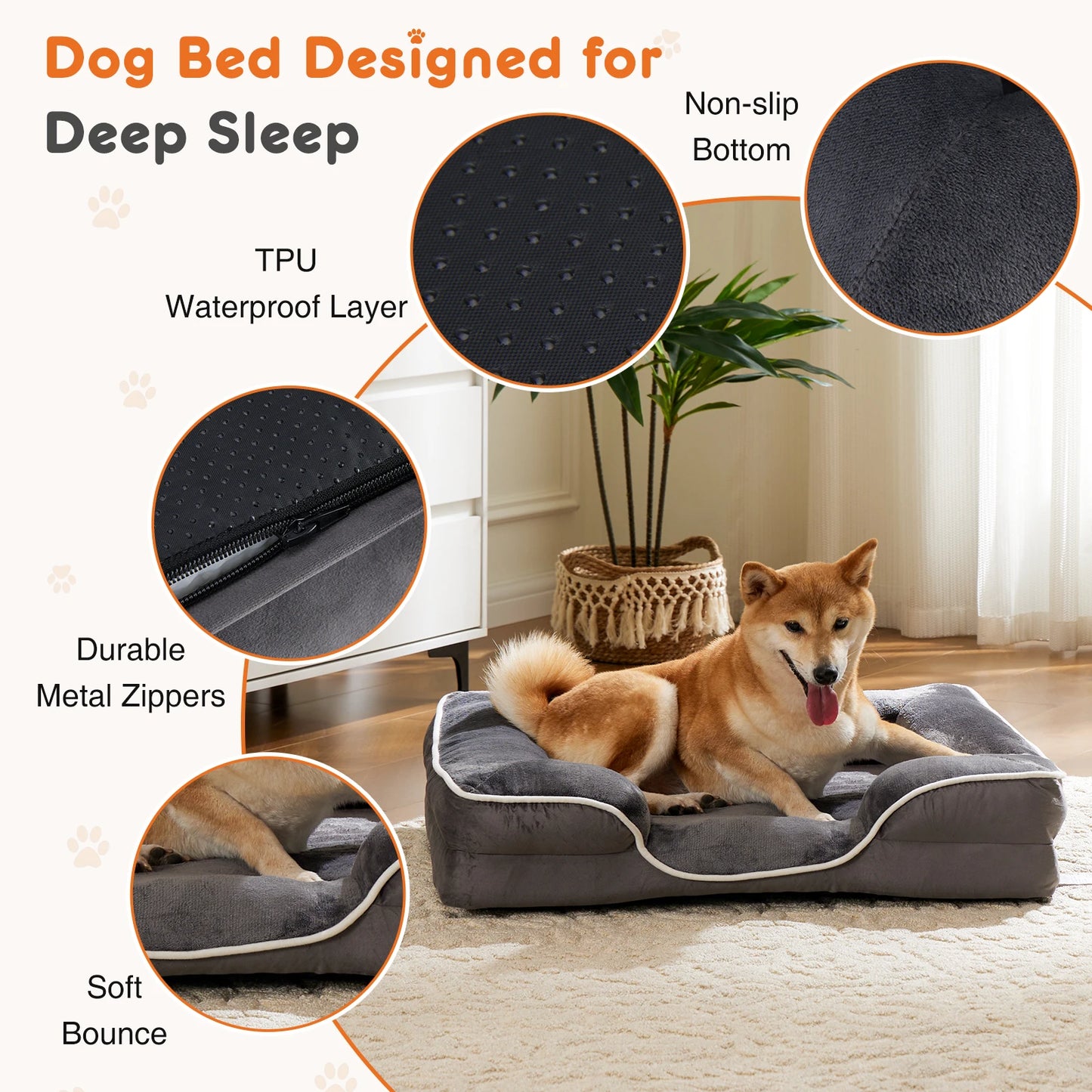 JHK Orthopedic Memory Foam Dog Bed for Small Dogs Cats