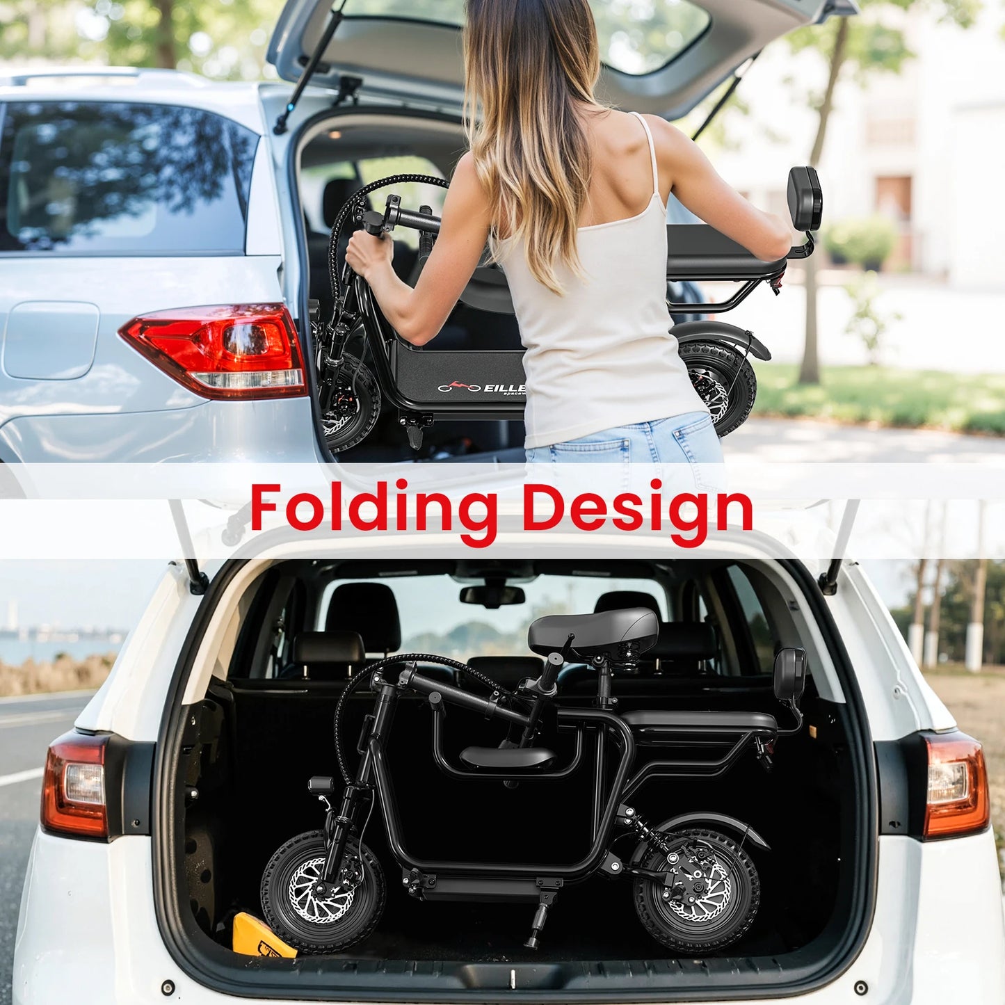 48V Electric Scooter with Seat for Adults Electric Scooter with 750W Peak Power Motor 18.75 MPH 20 Mile Range, Dual Disc Brakes