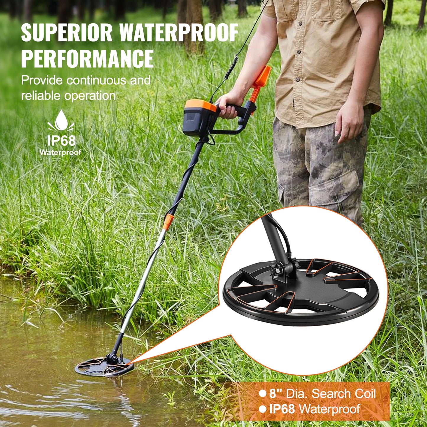 SucceBuy Metal Detector With Waterproof Search Coil And Adjustable Stem