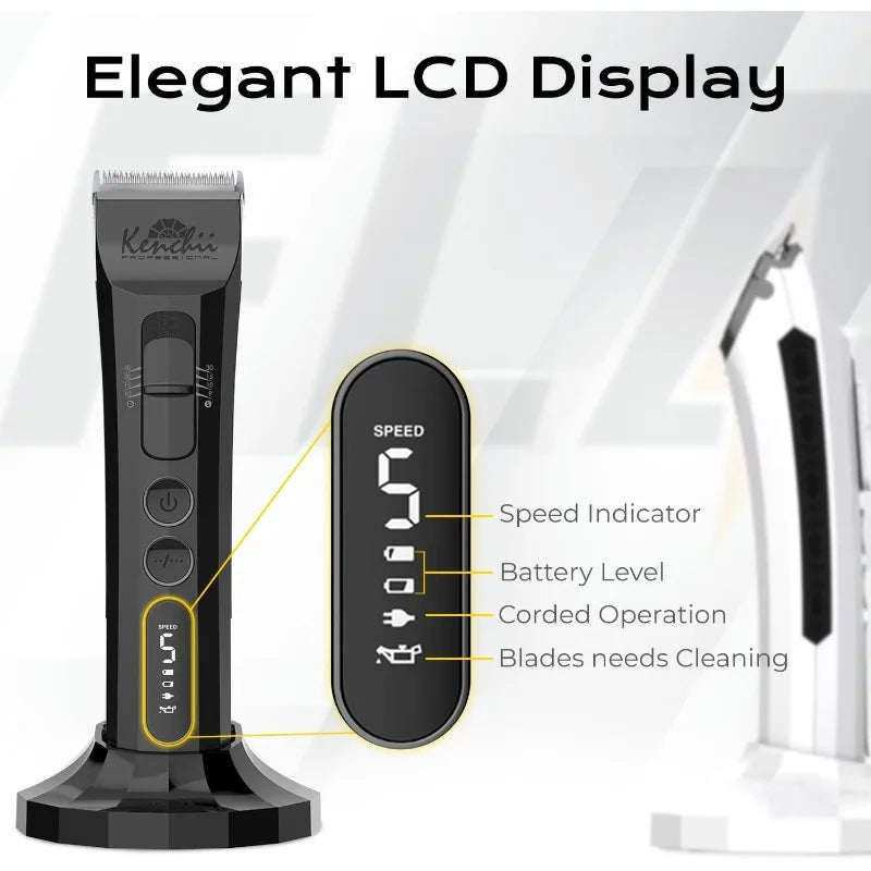 Kenchii Flash Dog Clippers for Grooming, 4-in-1 Digital Cordless Dog Grooming Clippers, Precision Pet Grooming Trim, Pearl Black