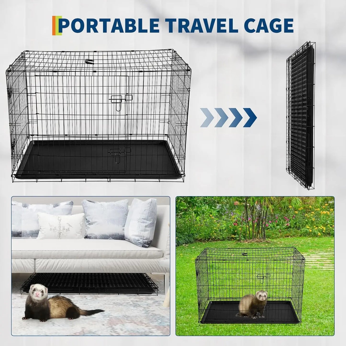 Foldable Metal Grid Hamster Cage Removable Tray For Small Pets