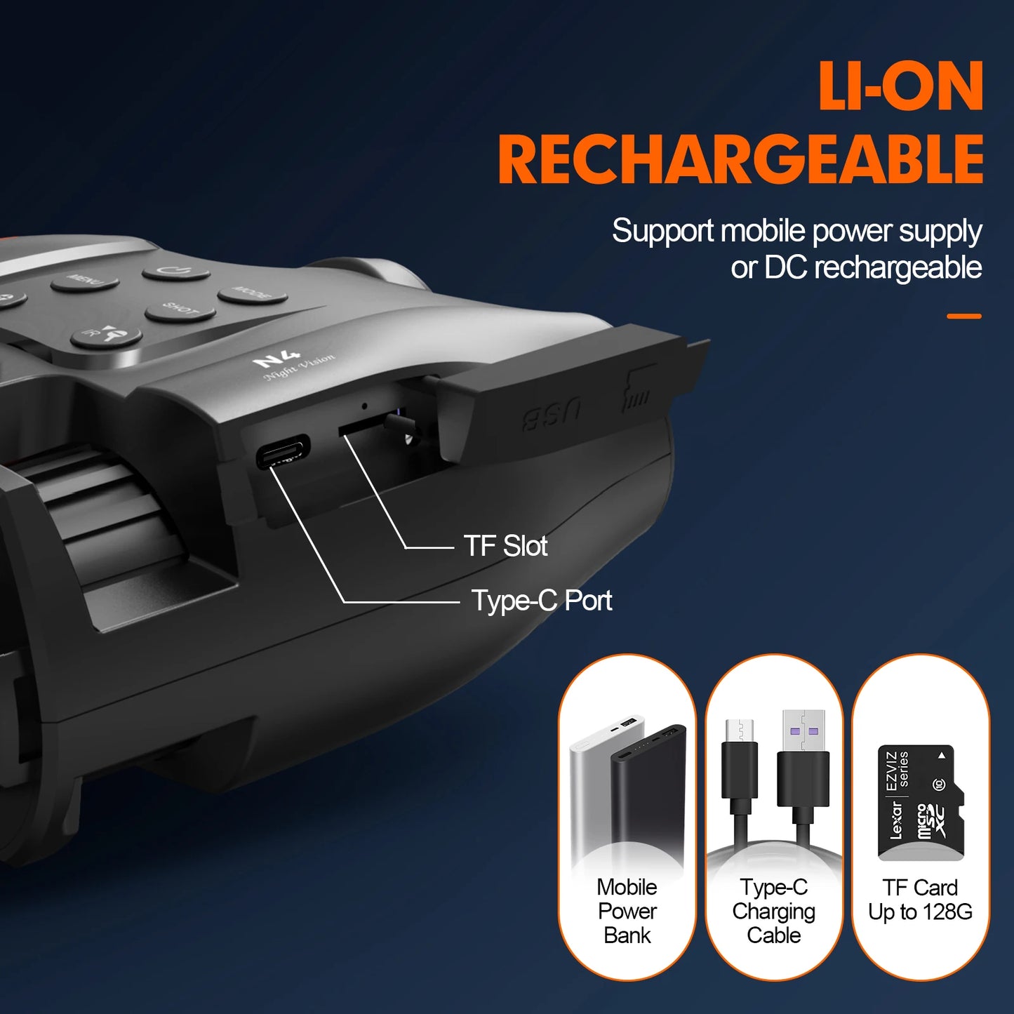 GTMEDIA N4 Night Vision Goggles Head Mounted Infrared LED 5X Digital Zoom Binoculars with 32GB TF Card to Save Photo and Video