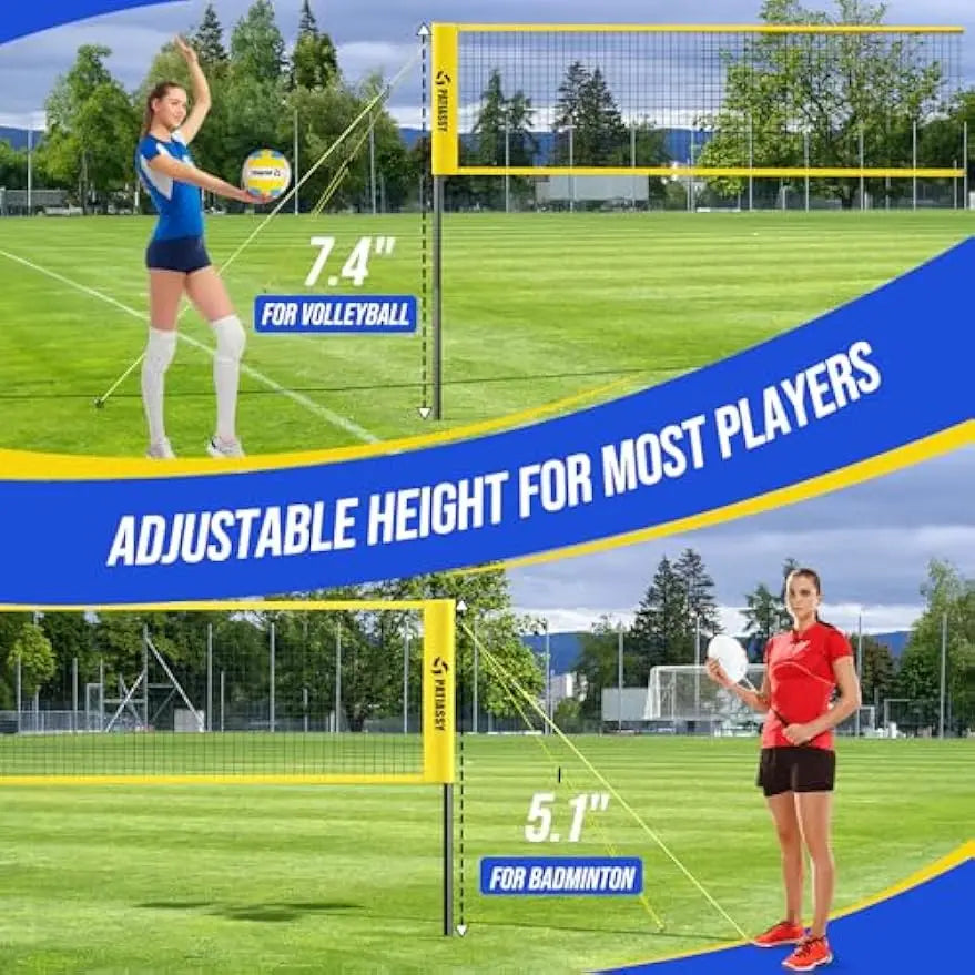 16FT 4-Square Volleyball Set with Adjustable Net, Portable Bag for Backyard, Lawn & Beach