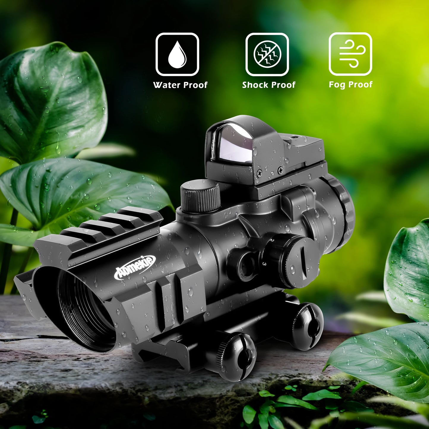 4X32 Tactical Red & Green Illuminated 20/22mm Rail Mount with Mini Red Green Dot Sight for Hunting Shooting
