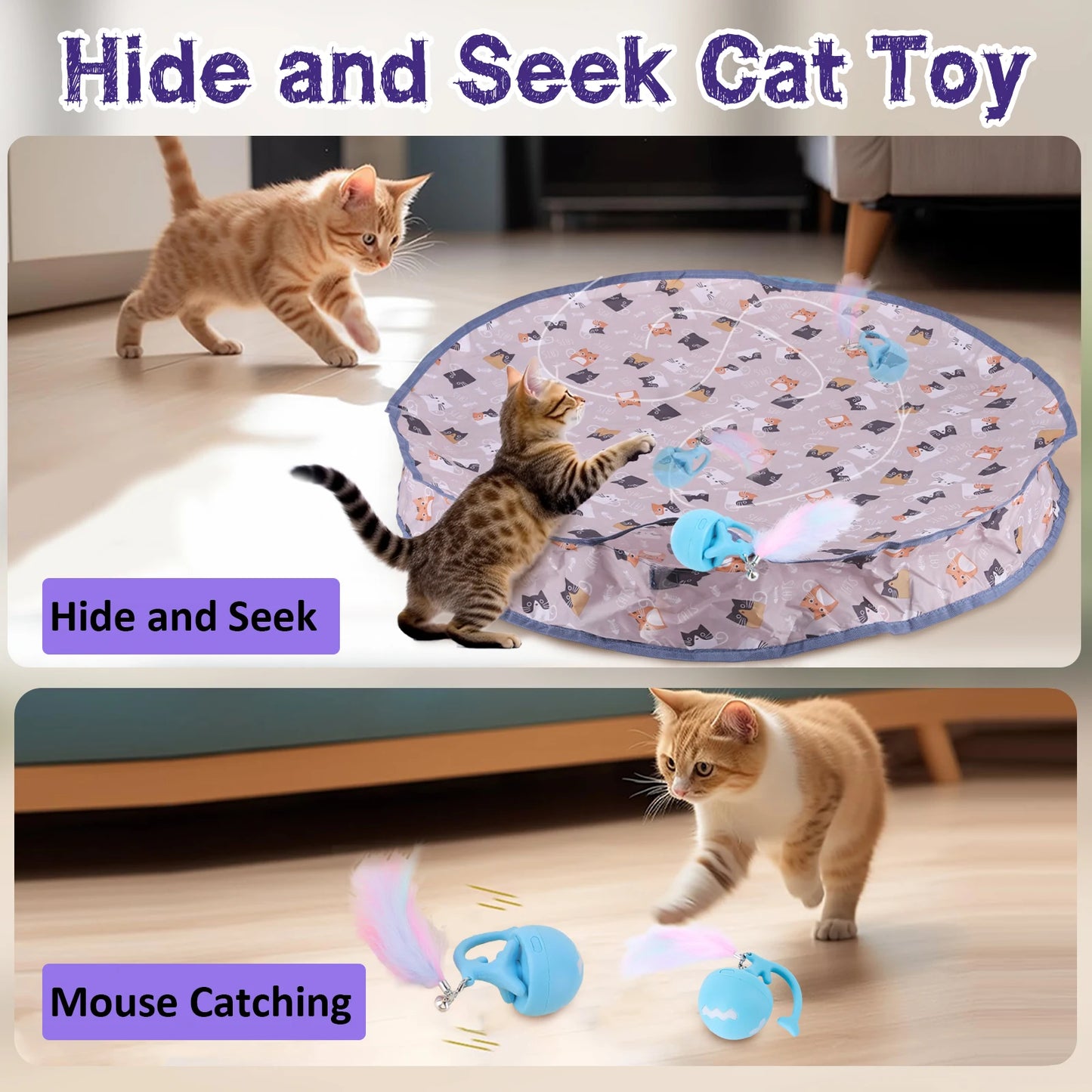 Alloet Motion Activated Chirping Cat Toy Ball for Pets