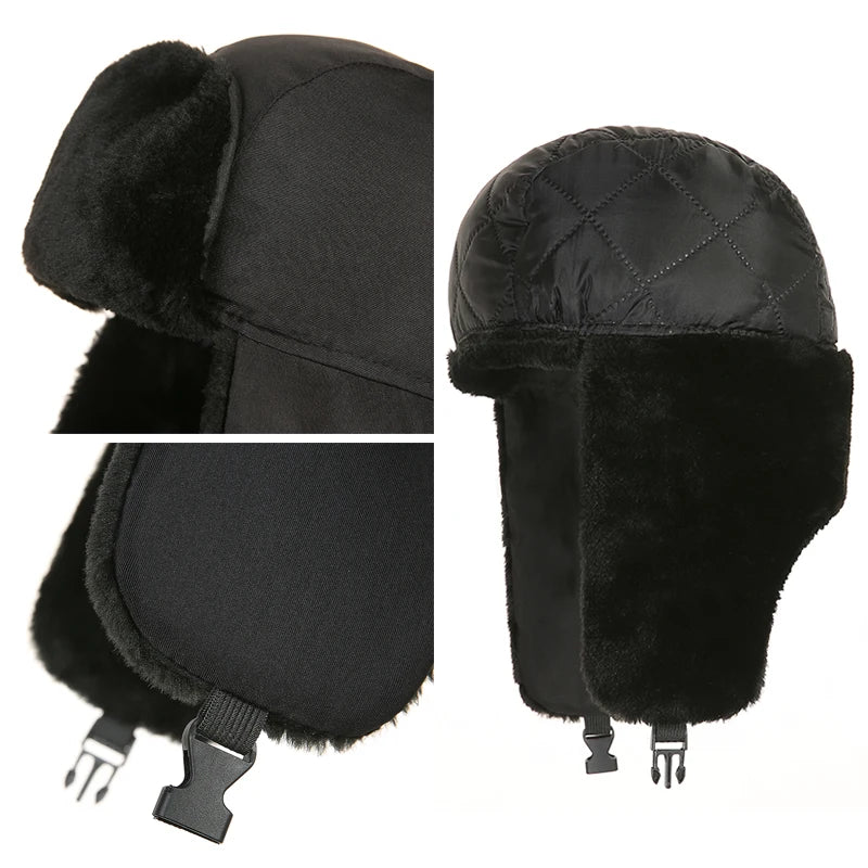 Men's Winter Trapper Aviator Trooper Earflap Warm Russian Waterproof Ski Hat Bomber Cap Russian Warm Ear Protectors Hats good