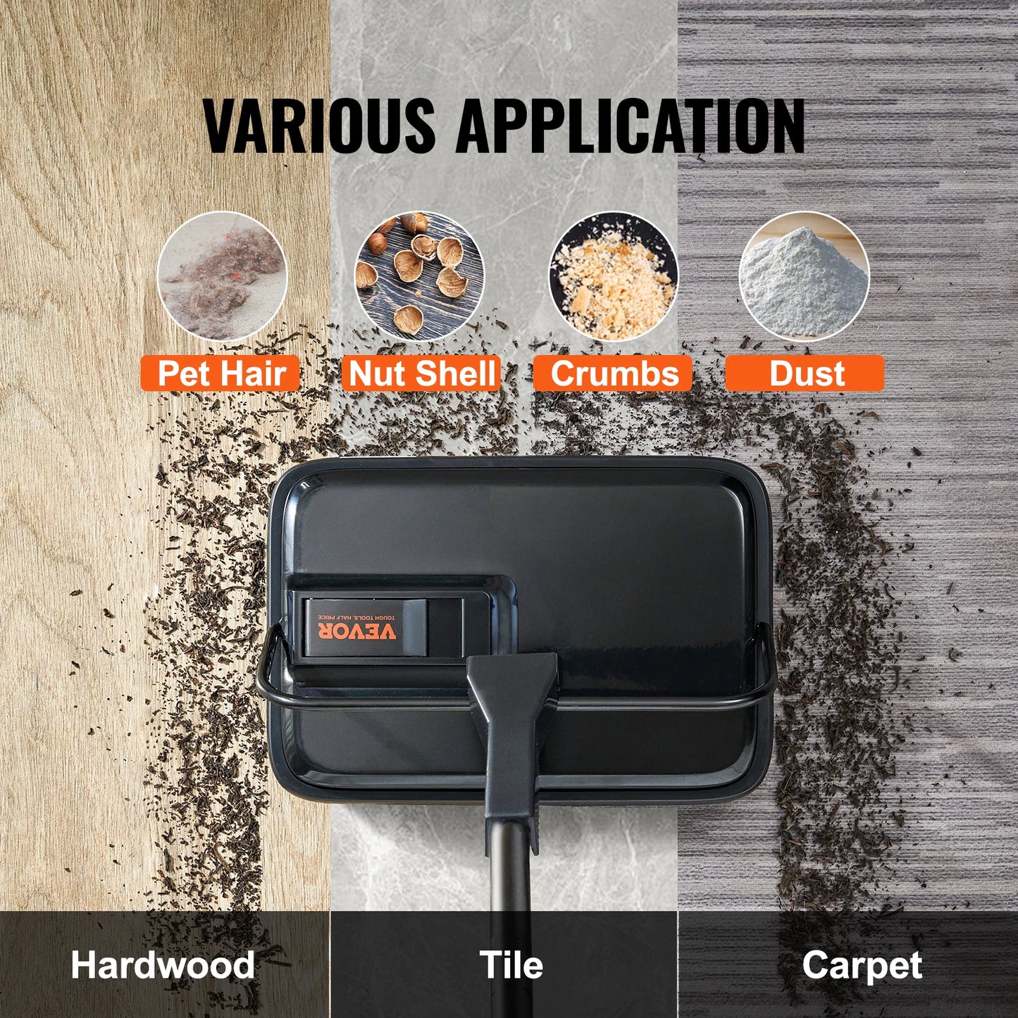 SucceBuy Manual Carpet Sweeper 7.87 in Sweeping Paths 300ml Dustbin Capacity w/ Comb for Home Rugs Hardwood Surfaces Wood Floors