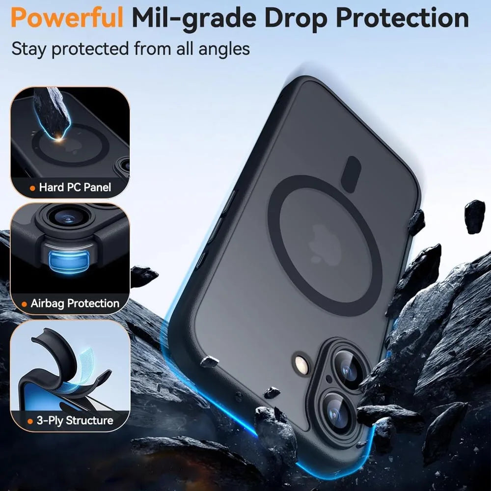 MagneticLuxuryArmorCase For IPhone 17ProMax MagSafe Compatibility UltraDurable Shockproof Defense Cover
