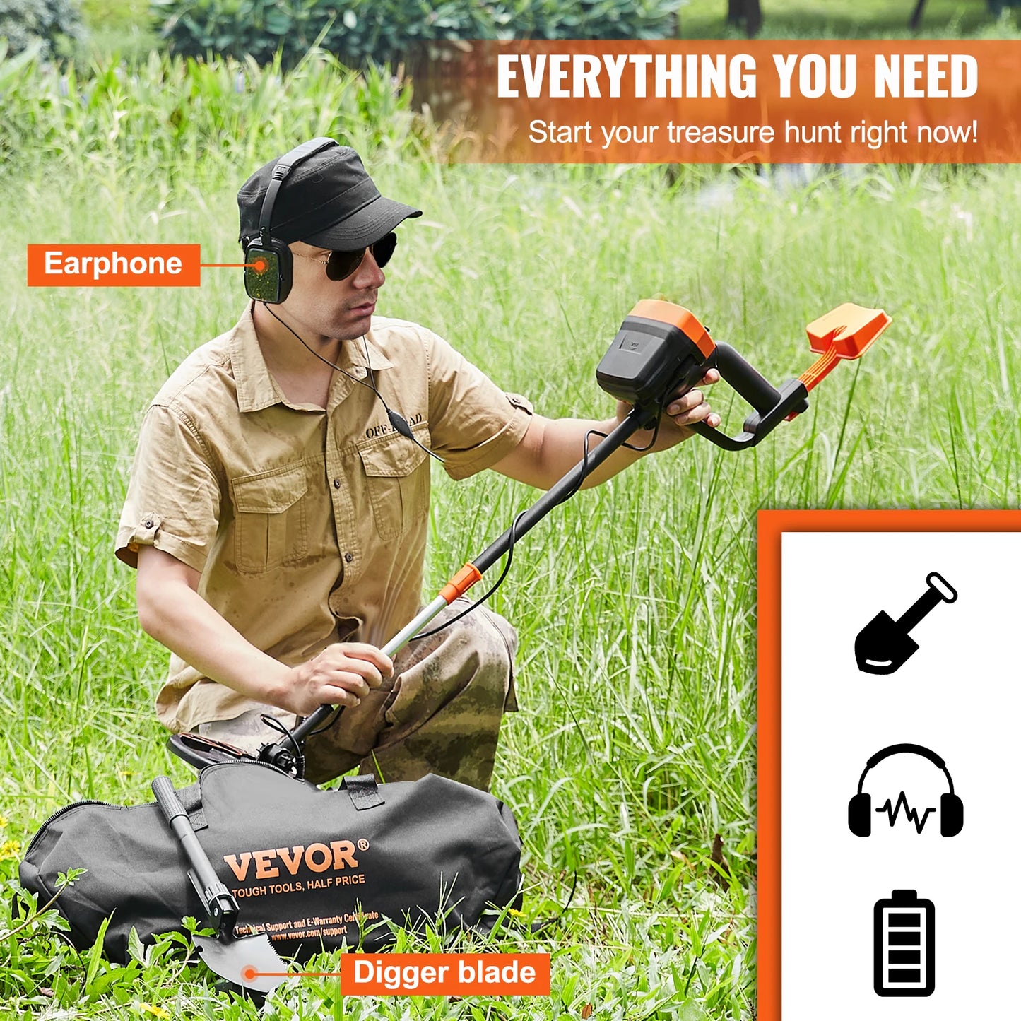 SucceBuy Metal Detector With Waterproof Search Coil And Adjustable Stem