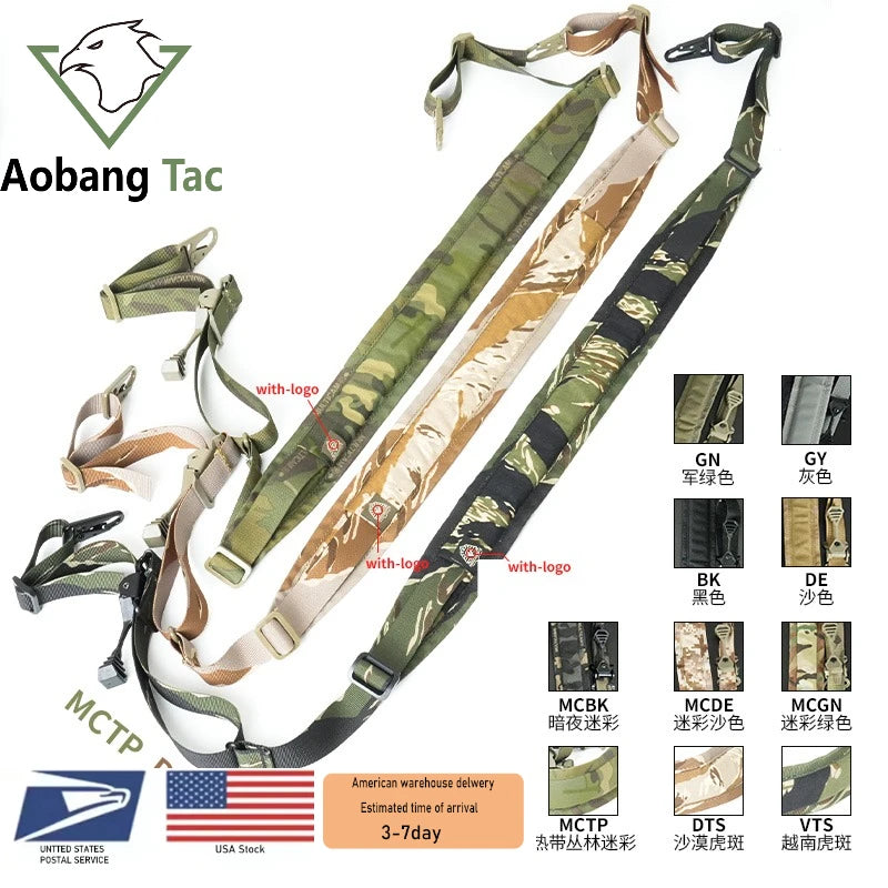 Tactical Rifle Sling Modular Strap Removable 2 Point / 1 Point 2.25" Padded Slingster Combat Shooting Hunting Accessories