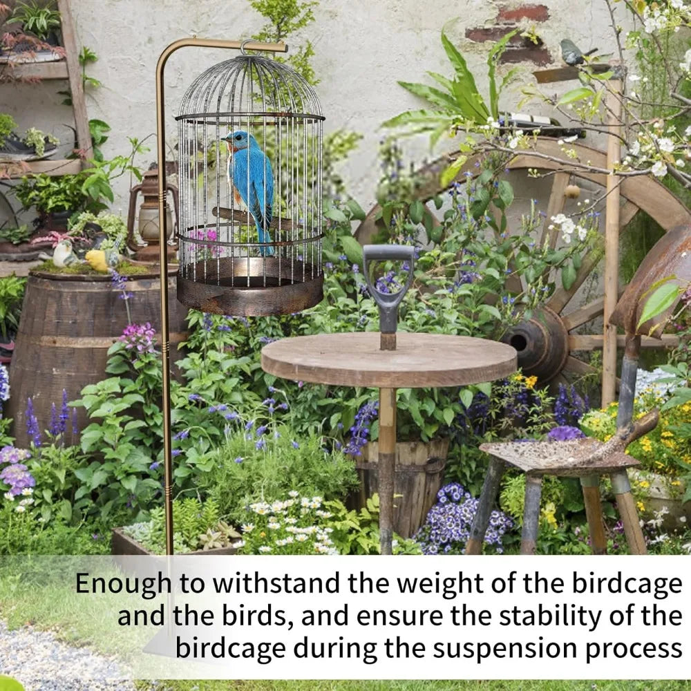 67-Inch High Hanging Bird Cage Stand with Base, Supports Up to 35 lbs for Birds and Plants