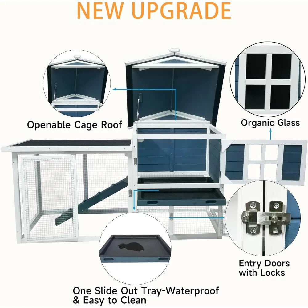 Outdoor Rabbit Hutch 2 Story Bunny Cage and Coop