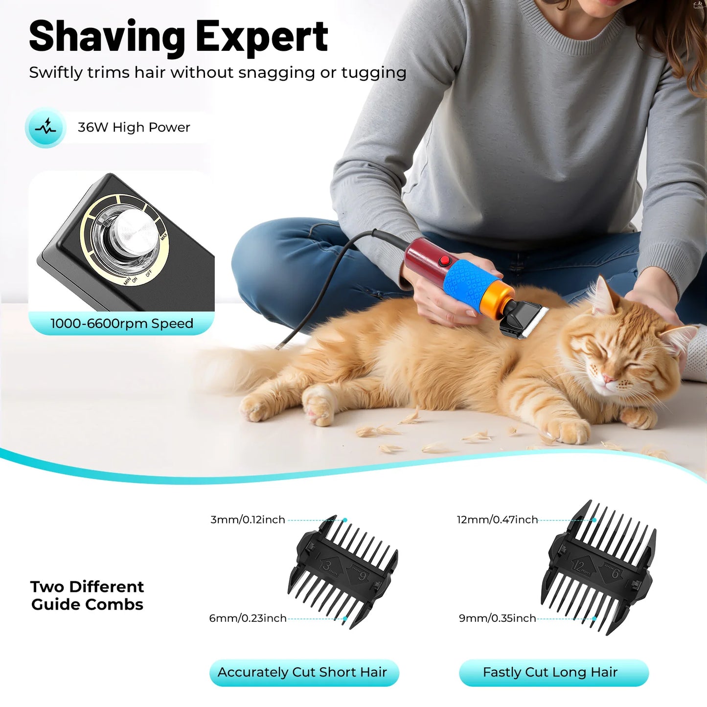 36W 6600rpm Variable Speed Electric Pet Clipper Low Noise