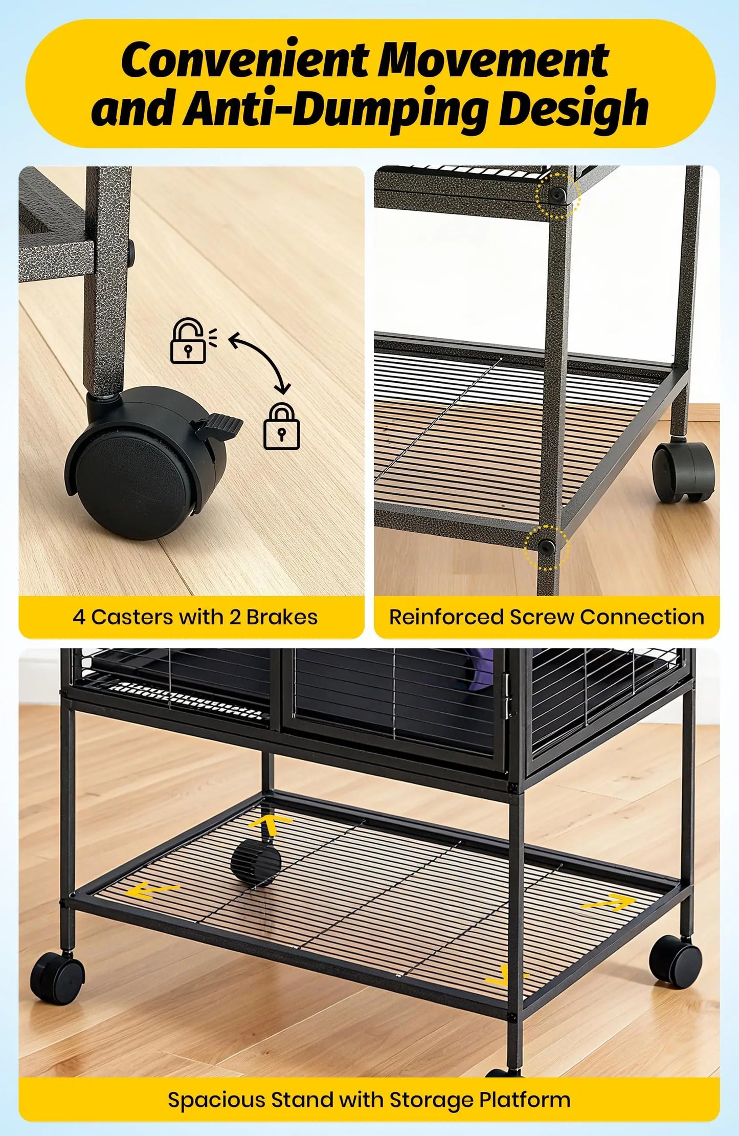 HiMISSCN Multi Level Metal Small Animal Cage With Ramp Tray