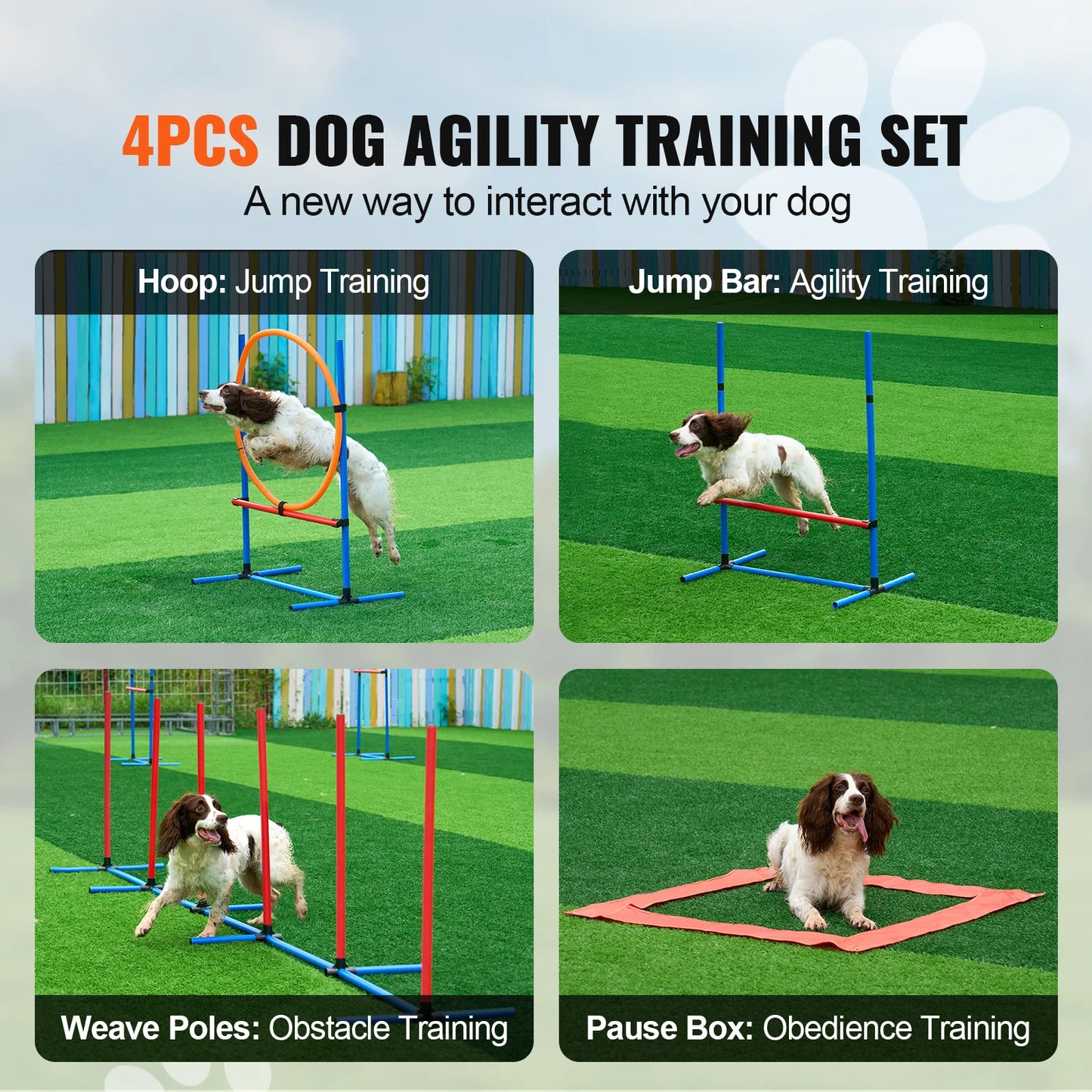 SucceBuy Dog Agility Training Equipment 4 Piece Set Adjustable Hurdles