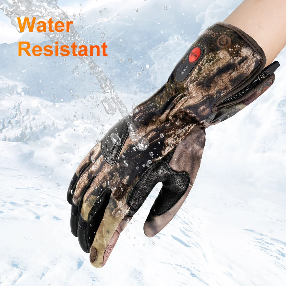 Savior Rechargeable Heated Gloves Hand Warmer Washed With Water Windproof Winter Sport Gloves With Battery Men Women Goatskin