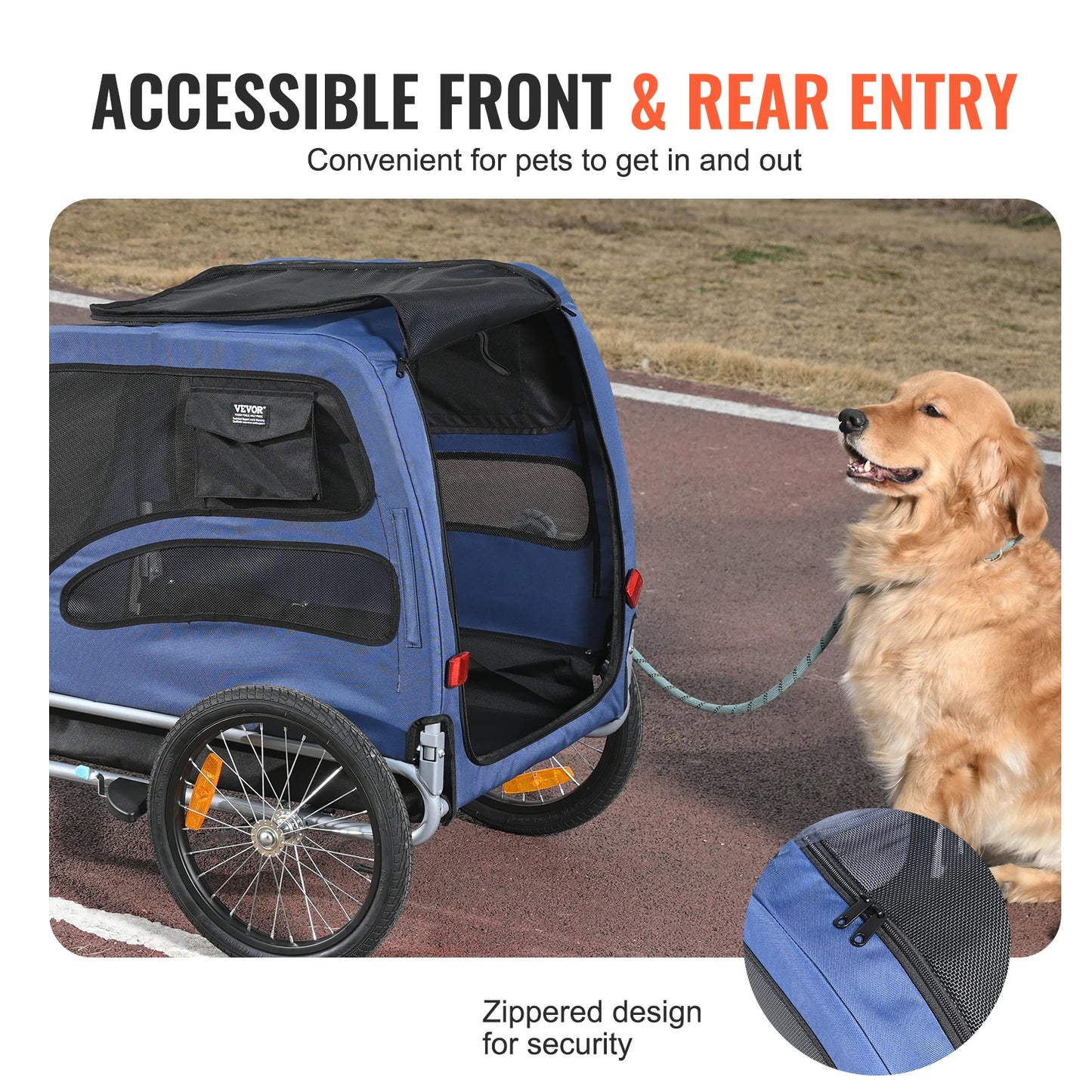Pet Bike Trailer Carrier For Dogs 100lb Capacity Collapsible