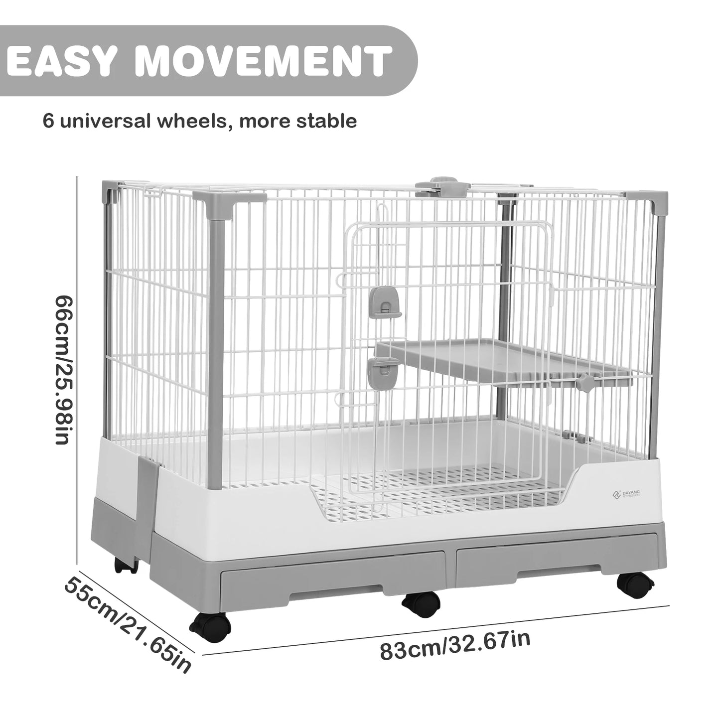 Gravity Lock Rabbit Cage With Pull Out Tray Wheeled Hutch
