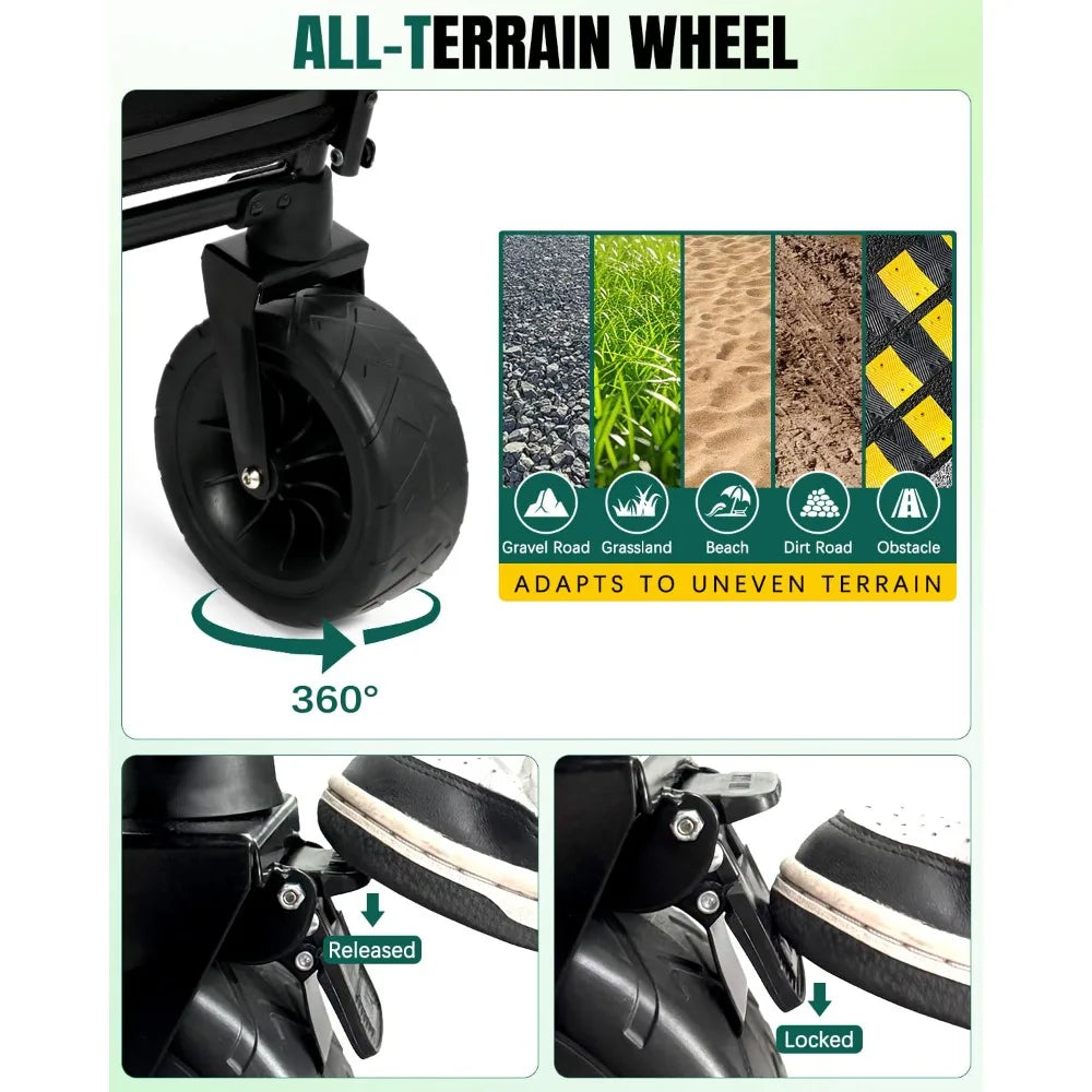 Paw Extra Large Dog Stroller, Wagon Cart for Medium Large Dogs up to 200lbs | All Terrain Foldable Pet Stroller with Ramp