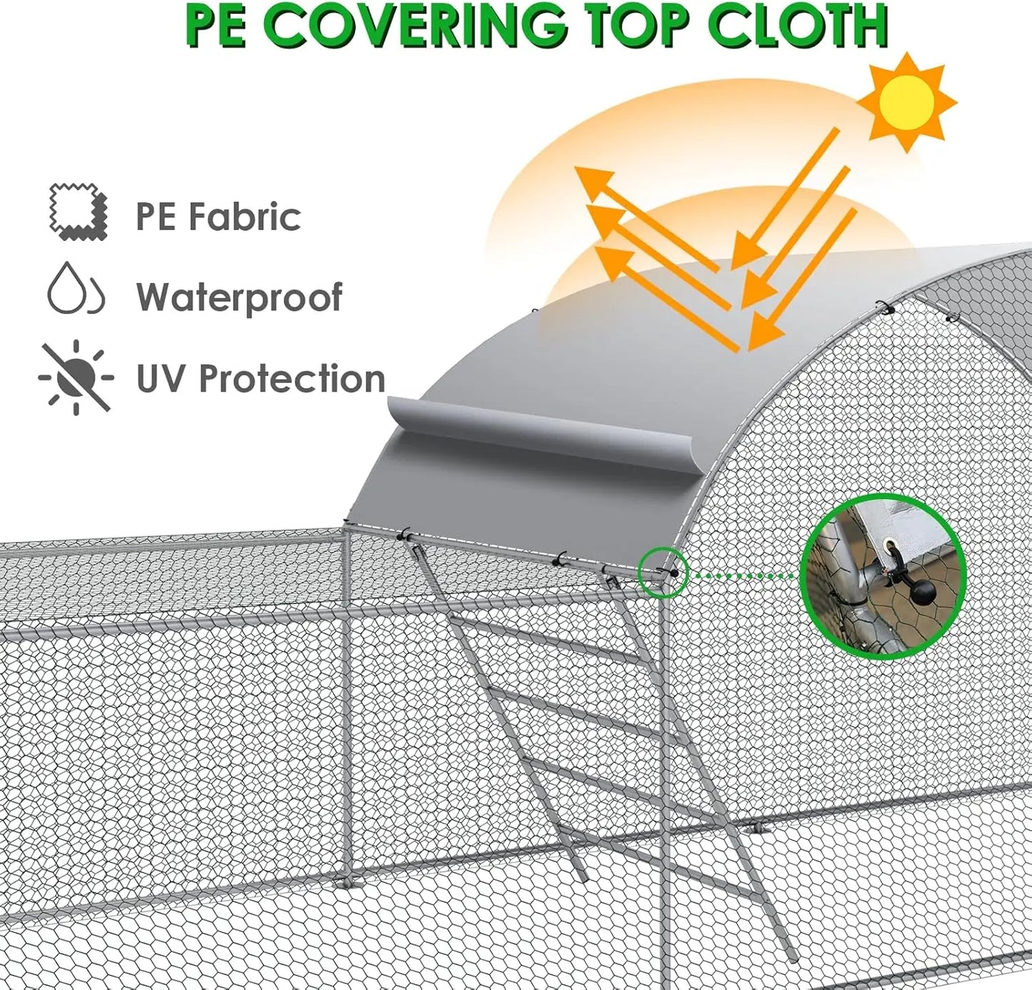 Walk-In Dome Roof Metal Chicken Coop Galvanized With Three Rooms