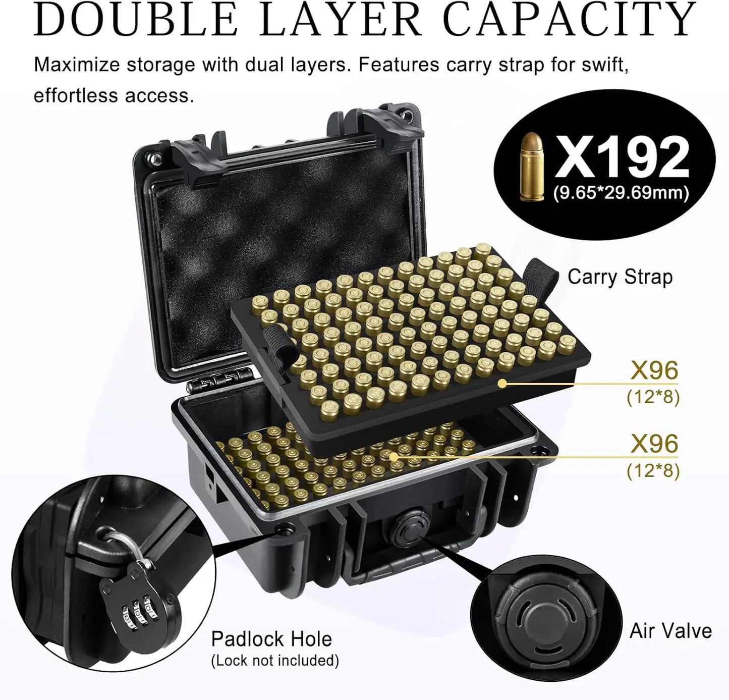 Tactical Ammo Case 9mm Ammo Box Ammunition Storage Case Bullets Holder 9x19mm Cartridges Case for Hunting Shooting Accessories