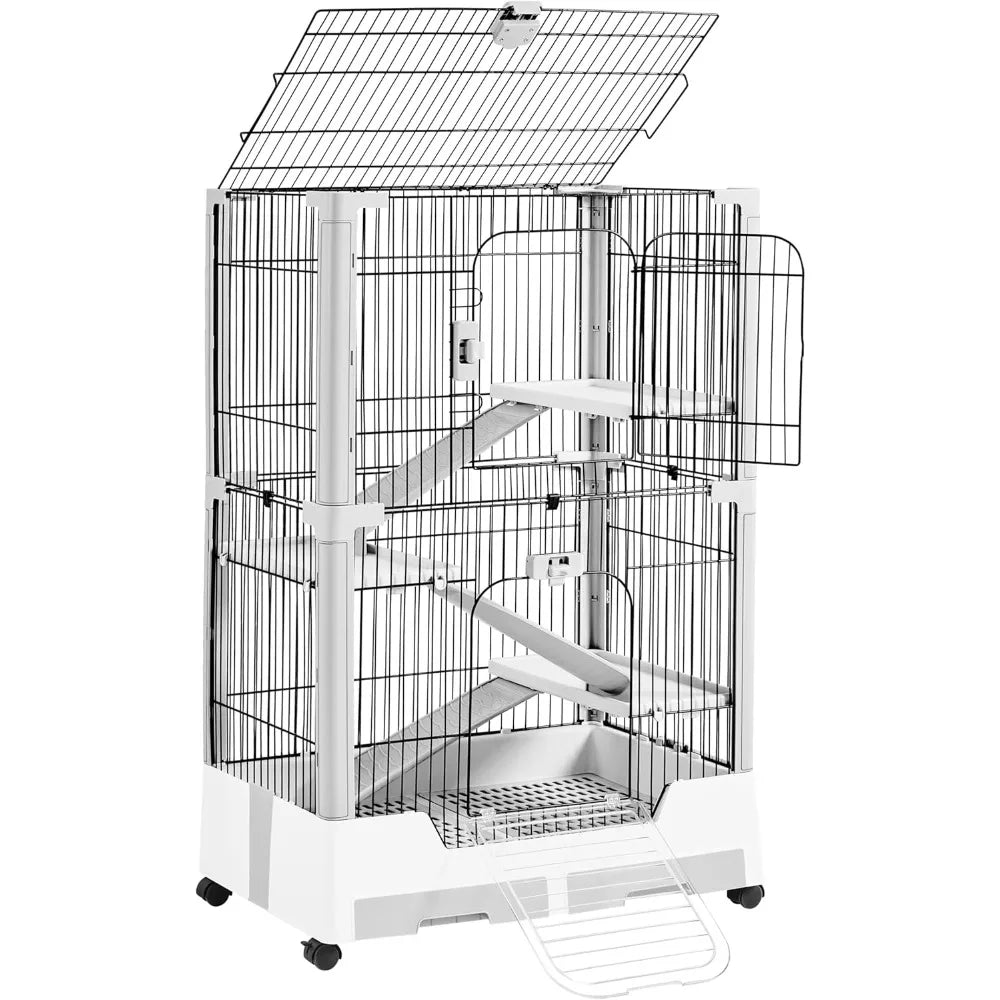 Stainless Steel 4 Level Small Animal Cage With Pullout Tray